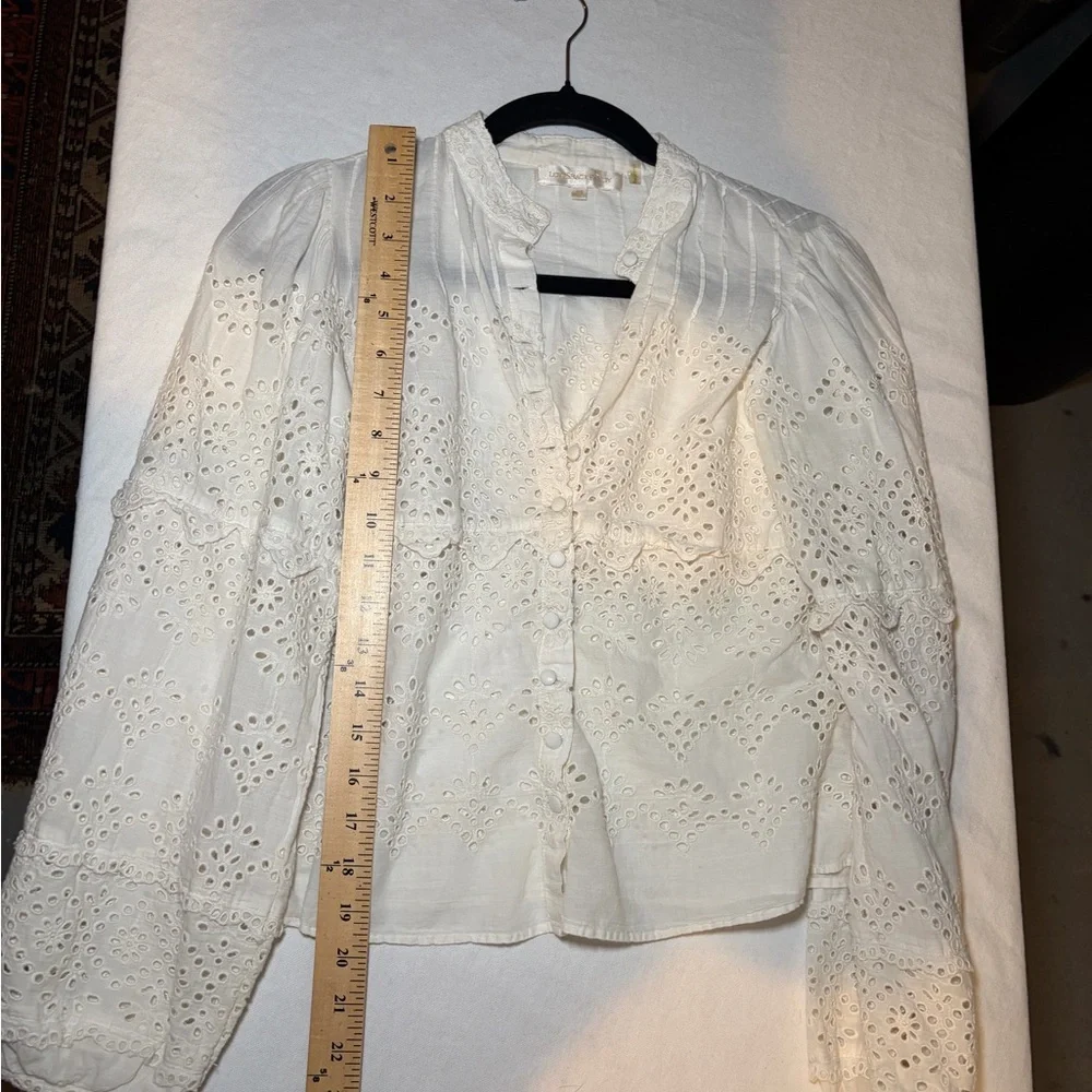 LoveShackFancy Ivory‎ Eyelet Lace Button-Down Blouse